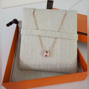 Mini pop necklace - Rose gold plated with chain pendant (pink)